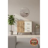 Mobihobi Silva Şifonyer: 3 Çekmeceli, 2 Kapaklı, Tek Raflı 88X30x80 Çam/Aytaşı