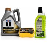 Mobil 1 Motorsport Formula Motor Yağı 10W-60 4 Litre + Oto Şampuan 1000 Ml + Yıkama Süngeri