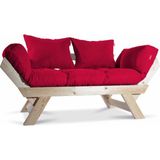 Mobil Deco Kombin Wood Ahşap Iki Kişilik Koltuk Bahçe Koltuğu Yataklı Doğal Kırmızı