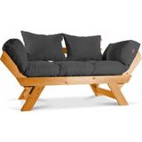 Mobil Deco Kombin Wood Ahşap Iki Kişilik Koltuk Bahçe Koltuğu Yataklı Gürgen Füme