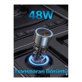 MOBİL GO 48W Araç Şarj Aleti 1x Usb 1x Type-c Hızlı Çakmaklık Girişli iPhone Android Tam Uyumlu