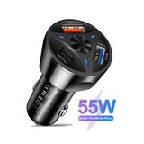 MOBİL GO Huawei Samsung Redmi Mi iPhone Telefon Uyumlu Type-c Ve Usb Girişli Araç Çakmaklık Şarj Aleti 55W