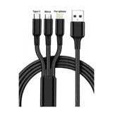 MOBİL GO Realme Uyumlu Typce Usb Hızlı Şarj Çoklu Hızlı Şarj Kablosu 3in1 Siyah Örgülü