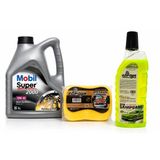 Mobil Süper 2000 X1 10W-40 Motor Yağı 4 Litre + Oto Şampuan 1000 Ml + Yıkama Süngeri