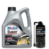Mobil Super 2000 X1 10W40 Motor Yağı 4 L + 00120 Carpex Oto Lastik Tamir Kiti 300 Ml