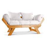 Mobildeco Kombin Wood Ahşap İki Kişilik Kanepe (Ceviz/Krem)