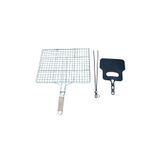 Mobilreyon Mangal Aksesuar Seti 3 Parça, Ahşap Saplı Tel Izgara 30X40Cm - Köz Maşası - Yelpaze