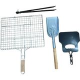 Mobilreyon Mangal Aksesuar Seti, Izgara 30 x 40 Cm-Kürek-Maşa-Yelpaze 4 Parça