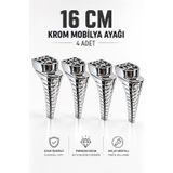 Mobilya Ayağı 16 Cm Krom Sert Plastik Kanepe Koltuk Dolap Sehpa Ayağı (4 Adet)