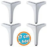 Mobilya Ayağı Dayanıklı Modern Tasarım Koltuk Sehpa Masa Tv Ünitesi 17 Cm Krom Gümüş Metal 4 Adet
