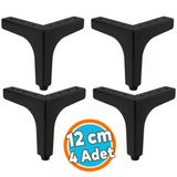 Mobilya Ayağı Dayanıklı Modern Tasarım Koltuk Sehpa Masa Tv Ünitesi Uyumlu 12 Cm Siyah Metal 4 Adet