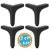 Mobilya Ayağı Dayanıklı Modern Tasarım Koltuk Sehpa Masa Tv Ünitesi Uyumlu 17 Cm Siyah Metal 4 Adet