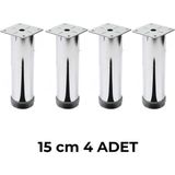 Mobilya Ayağı Kanepe Baza Ayakları Koltuk Metal Destek Yükseltici Ayağı Krom Lüks 42 Çap - 4 ADET - 15 cm