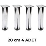 Mobilya Ayağı Kanepe Baza Ayakları Koltuk Metal Destek Yükseltici Ayağı Krom Lüks 42 Çap - 4 ADET - 20 cm