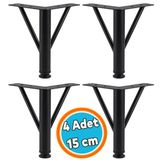 Mobilya Ayağı Modern Koltuk Kanepe Dayanıklı Tv Ünitesi 15 Cm Siyah Metal Ayağı Ayakları 4 Adet