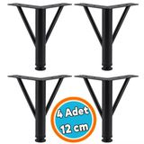 Mobilya Ayağı Modern Koltuk Kanepe Dayanıklı Tv Ünitesi Ayağı Ayakları 12 Cm Siyah Metal 4 Adet