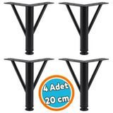 Mobilya Ayağı Modern Koltuk Kanepe Dayanıklı Tv Ünitesi Ayağı Ayakları Siyah Metal 20 Cm 4 Adet
