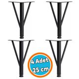 Mobilya Ayağı Modern Koltuk Kanepe Dayanıklı Tv Ünitesi Ayağı Ayakları Siyah Metal 25 Cm 4 Adet