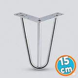 Mobilya Ayağı Üçgen Modern Tasarım Koltuk Sehpa Masa Tv Ünitesi Uyumlu 15 Cm Gümüş Krom Metal