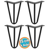 Mobilya Ayağı Üçgen Modern Tasarım Koltuk Sehpa Masa Tv Ünitesi Uyumlu 15 Cm Siyah Metal 4 Adet