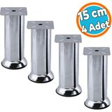 Mobilya Ayak Krom Baza Koltuk Kanepe Yatak Çekyat Destek Ayağı 15 Cm Metal Yükseltici Ayaklar 4 Adet