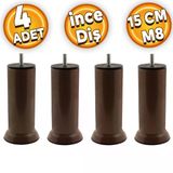 Mobilya Baza Kanepe Koltuk Çekyat Yükseltme Ayağı M8 Civatalı Ince Diş Metal Ayakları 15 Cm 4 Adet