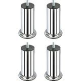 Mobilya Baza Koltuk Yatak Çekyat Kanepe Yükseltme Ayağı Vidalı Kalın Diş 3/8 Civatalı Krom Metal Ayak 4 Adet - 12 cm