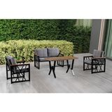 Mobilya Bazarı Açelya Bahçe Mobilyası (Salon, Balkon, Cafe Ofis) 2+1+1 +Masa - Koyu Gri