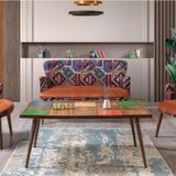 Mobilya Bazarı Bienville Turuncu 2 1 1 Sehpalı Çay Seti (Balkon - Salon - Ofis - Cafe)