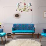 Mobilya Bazarı Etnik Desen Çay Seti Koltuk Takımı - Salon - Balkon - Ofis 2+1+1 (Turkuaz)
