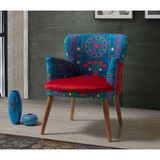 Mobilya Bazarı Etnik Desen Kırmızı Çay Seti Tekli Koltuk - Berjer (Salon - Balkon - Ofis)