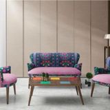 Mobilya Bazarı Etnik Desen Mor 2 1 1 Sehpalı Çay Seti (Balkon - Salon - Ofis - Cafe)