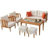 Mobilya Bazarı Flora Bahçe Mobilyası (Salon, Balkon, Cafe, Ofis) 2+1+1+Masa+2 Puf