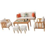 Mobilya Bazarı Flora Bahçe Mobilyası (Salon - Balkon - Cafe - Ofis) 3+1+1+Masa+2 Puf - Gürgen Iskelet