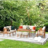 Mobilya Bazarı Flora Gürgen Iskelet Bahçe Mobilyası (Salon - Balkon - Cafe - Ofis) 3+2+1+1+Masa+2 Puf