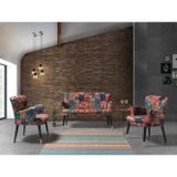 Mobilya Bazarı Patchwork Çay Seti (Balkon - Salon - Ofis - Cafe) 2+1+1