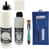 Mobilya Boyası-Cadence Multisurface H-002 Pak Beyaz 500ML Ultimate Vernik Mat 250ML Saten Rulo Set - Çok Renkli