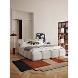 Mobilya Depom Mode Buklet Döşemeli Karyola 2 Kişilik 180 cm . Baza Başlık Set 01 Beyaz Bukle Kumaş (Kurulum Dahil) - 180 x 200