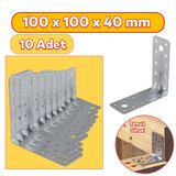 Mobilya Dolap Duvar Sabitleme 10 Adet Metal Köşebent 100X100x40 Mm Bağlantı Aparatı L Demiri Gönye