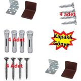 Mobilya Dolap Montaj Kahve Askı Elemanı - Dekoratif L Demir Gönye Köşebent - Köşe Bağlantı 2 Adet - Kahverengi
