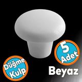 Mobilya Düğme Sert Plastik Kulp Beyaz Dolap Mutfak Dolabı Çekmece Kapak Kulpu Kulbu 5 Adet