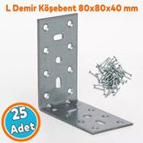Mobilya Eşya Dolap Duvara Sabitleme Köşebent Bağlantı Aparatı (50 Adet) L Demiri Gönye 40X80x80 Mm