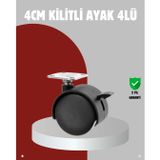 Mobilya İçin Kilitli 4 Cm Tekerlek Ayak Seti FRTKGT25DYMUCZZZKİLİTLİ4CMAYAK-3