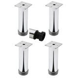 Mobilya Kanepe Baza Koltuk Çekyat Yükseltme Ayağı Tablalı Krom Metal 10 Cm 4 Adet (Vidaları ile Birlikte)