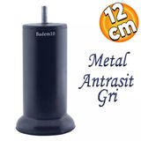 Mobilya Kanepe Baza Koltuk Destek Ayağı M8 Civata 12 Cm Antrasit Gri Metal Yükseltici İnce Diş Ayak