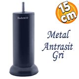 Mobilya Kanepe Baza Koltuk Destek Ayağı M8 Civata Metal Yükseltici İnce Diş Ayak 15 Cm Antrasit Gri