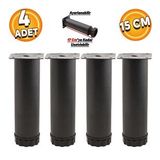 Mobilya Kanepe Baza Koltuk Metal Destek Ayagi Ayarlanabilir 15 Cm Siyah Metal Yukseltici Ayak (4 Adet)