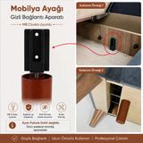 Mobilya Kanepe Baza Koltuk Sehpa Gizli Montaj Ayağı Plastik Bağlantı Aparatı M8 Civatalı Ayak Tabanı