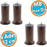 Mobilya Kanepe Baza Koltuk Yükseltici Destek Ayağı Metal M8 Civata Kahvrengi 12 cm Ayak (4 Adet) - Kahverengi