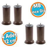 Mobilya Kanepe Baza Koltuk Yükseltici Destek Ayağı Metal M8 Civata Kahvrengi 12 Cm Ayak (4 Adet)